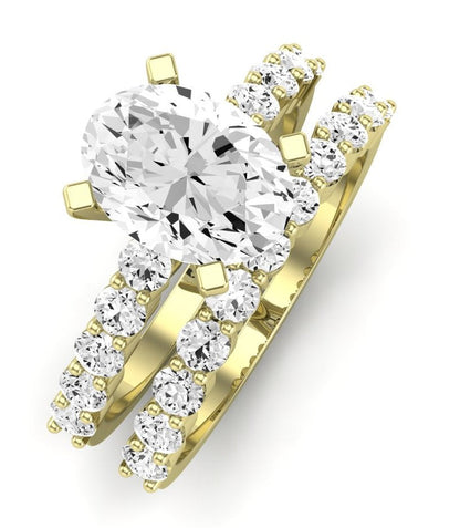 Magnolia Moissanite Matching Band Only (does Not Include Engagement Ring) For Ring With Cushion Center yellowgold