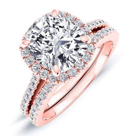 Mallow Cushion Moissanite Bridal Set rosegold