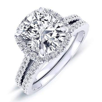 Mallow Cushion Moissanite Bridal Set whitegold