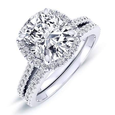 Mallow Cushion Moissanite Bridal Set whitegold