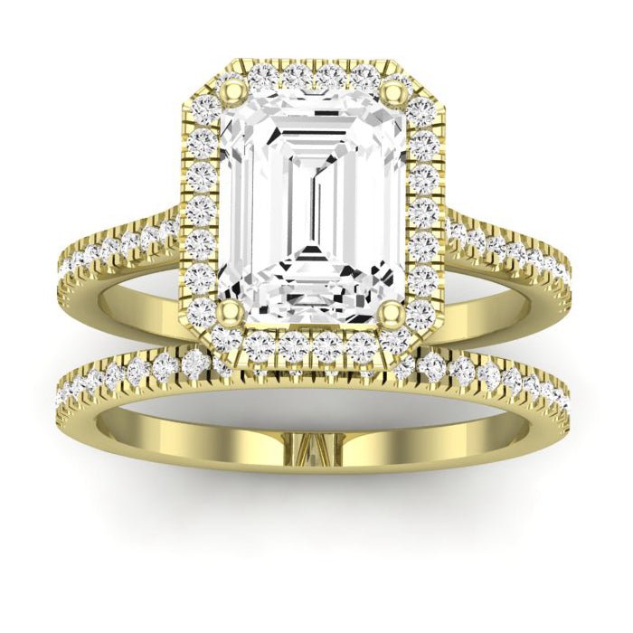 Mallow Emerald Moissanite Bridal Set yellowgold
