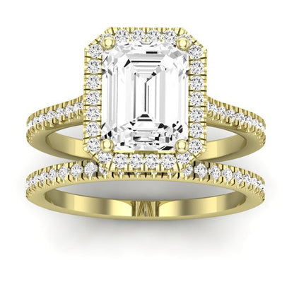 Mallow Emerald Moissanite Bridal Set yellowgold