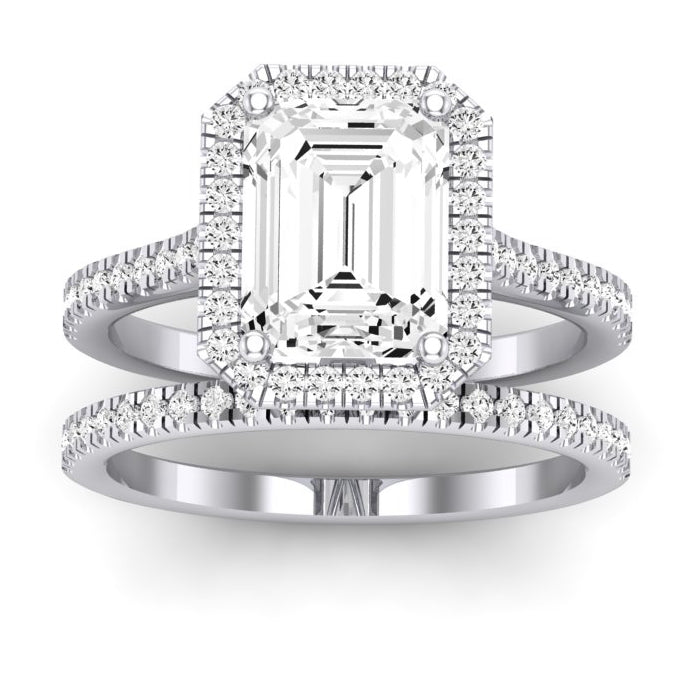 Mallow Emerald Moissanite Bridal Set whitegold