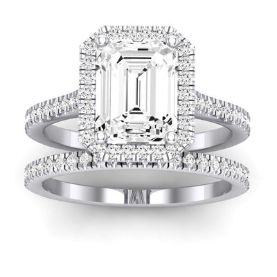 Mallow Emerald Moissanite Bridal Set whitegold
