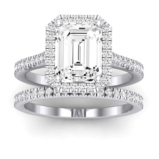 Mallow Emerald Moissanite Bridal Set whitegold