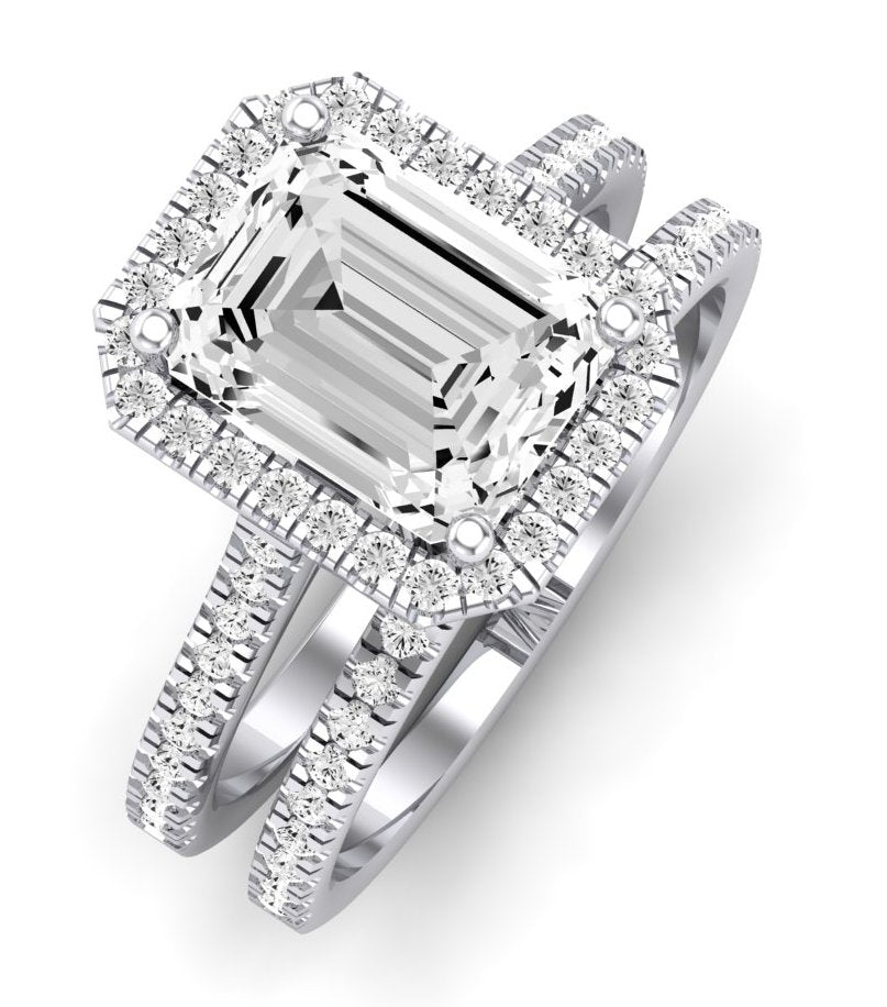 Mallow Emerald Moissanite Bridal Set whitegold