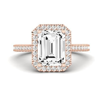 Mallow Emerald Moissanite Bridal Set rosegold