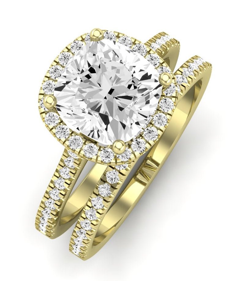 Mallow Moissanite Matching Band Only (does Not Include Engagement Ring)   For Ring With Cushion Center yellowgold