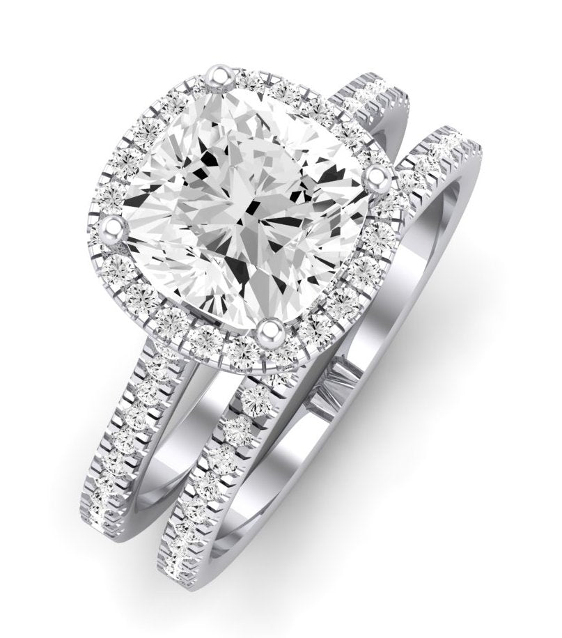 Mallow Moissanite Matching Band Only (does Not Include Engagement Ring)   For Ring With Cushion Center whitegold