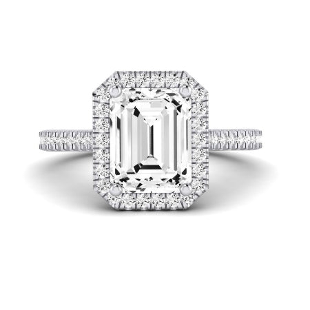 Mallow Moissanite Matching Band Only (does Not Include Engagement Ring)   For Ring With Emerald Center whitegold