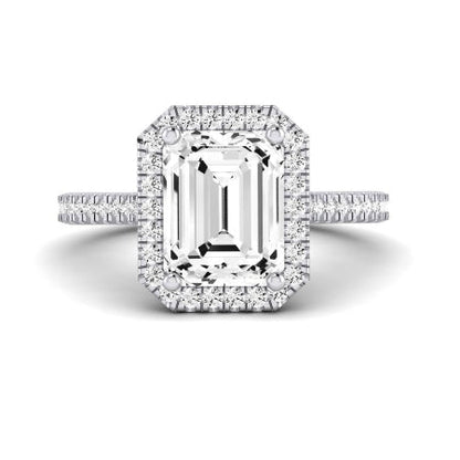 Mallow Moissanite Matching Band Only (does Not Include Engagement Ring)   For Ring With Emerald Center whitegold