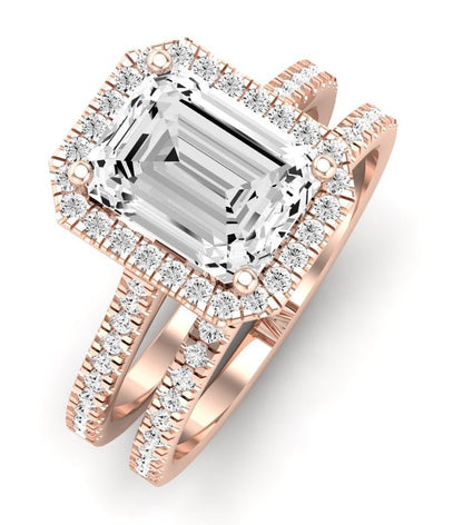 Mallow Moissanite Matching Band Only (does Not Include Engagement Ring)   For Ring With Emerald Center rosegold
