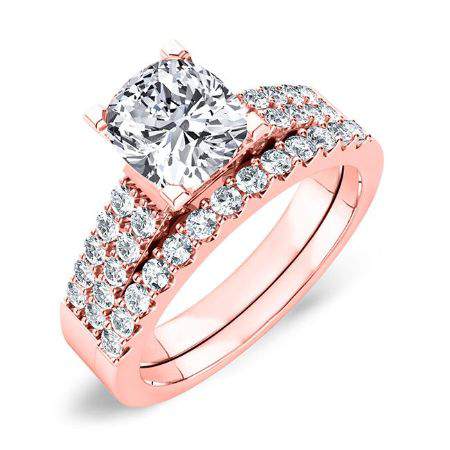 Malva Diamond Matching Band Only (engagement Ring Not Included) For Ring With Cushion Center rosegold