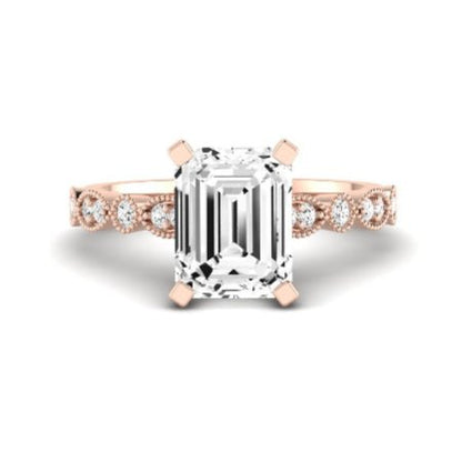 Marigold Emerald Moissanite Bridal Set rosegold