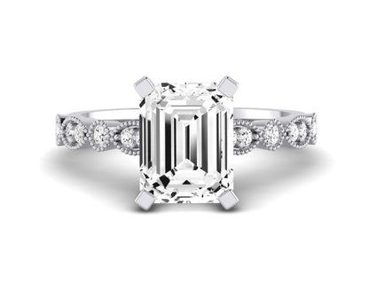 Marigold Emerald Moissanite Engagement Ring whitegold