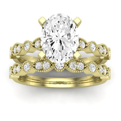 Marigold Oval Moissanite Bridal Set yellowgold
