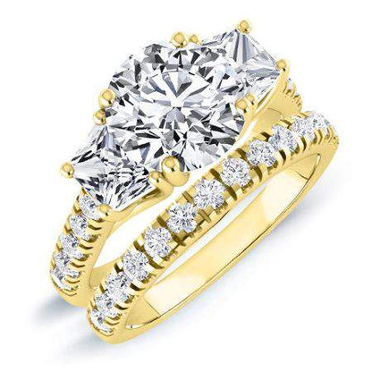 Marjoram Diamond Matching Band Only (engagement Ring Not Included) For Ring With Round Center yellowgold