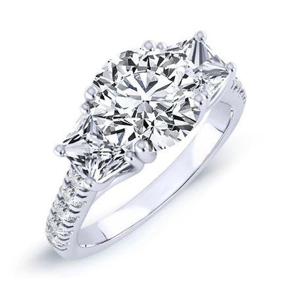 Marjoram Diamond Matching Band Only (engagement Ring Not Included) For Ring With Round Center whitegold