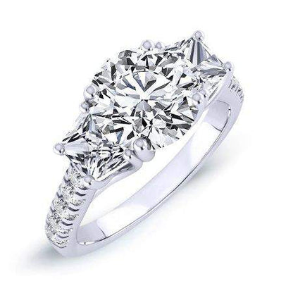Marjoram Round Moissanite Engagement Ring whitegold