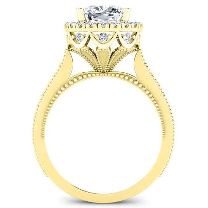 Mawar Cushion Moissanite Bridal Set yellowgold