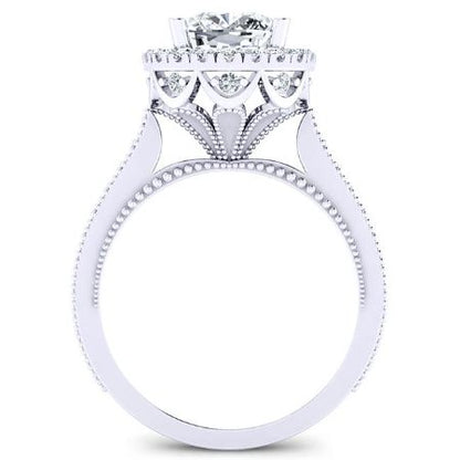 Mawar Cushion Moissanite Bridal Set whitegold