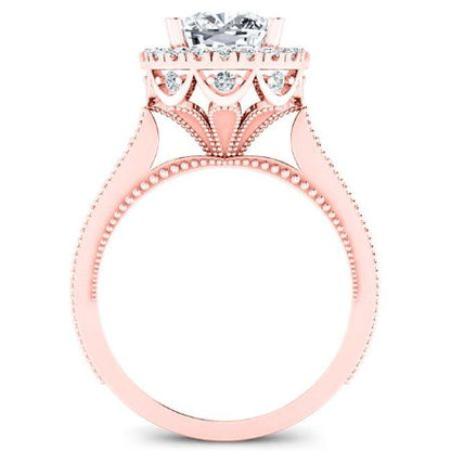 Mawar Diamond Matching Band Only (engagement Ring Not Included) For Ring With Cushion Center rosegold