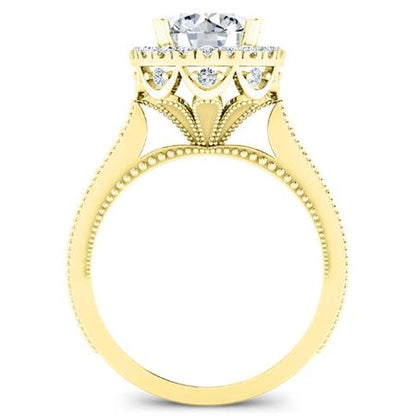 Mawar Round Moissanite Engagement Ring yellowgold