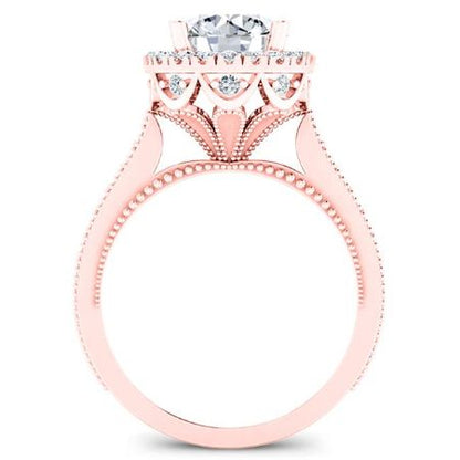 Mawar Round Moissanite Engagement Ring rosegold