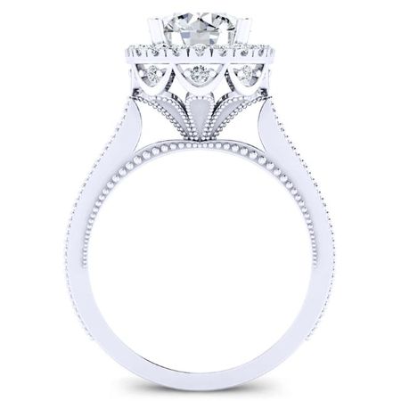 Mawar Round Moissanite Engagement Ring whitegold
