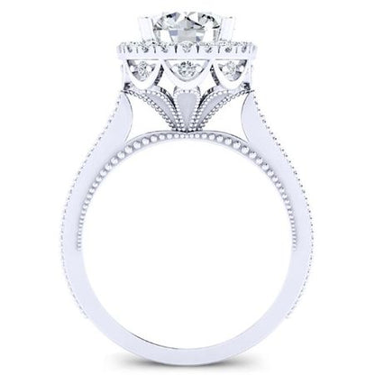Mawar Round Moissanite Engagement Ring whitegold