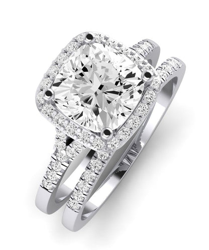Desert Rose Moissanite Matching Band Only (engagement Ring Not Included) For Ring With Cushion Center whitegold
