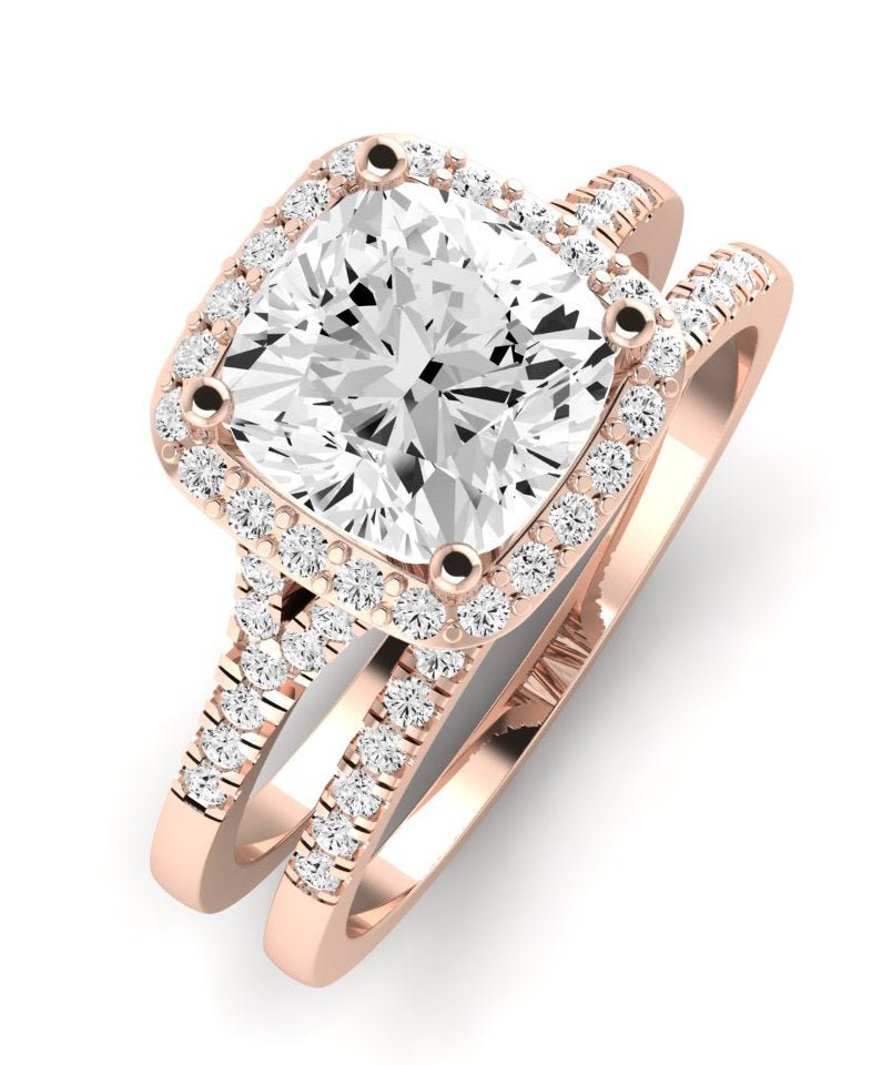 Desert Rose Moissanite Matching Band Only (engagement Ring Not Included) For Ring With Cushion Center rosegold