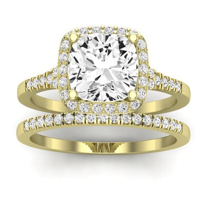 Desert Rose Moissanite Matching Band Only (engagement Ring Not Included) For Ring With Cushion Center yellowgold