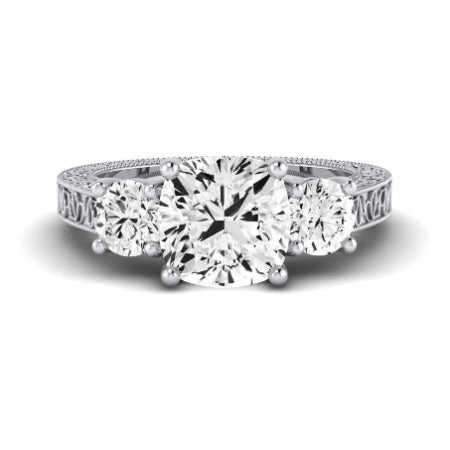 Belladonna Moissanite Matching Band Only (does Not Include Engagement Ring) For Ring With Cushion Center whitegold