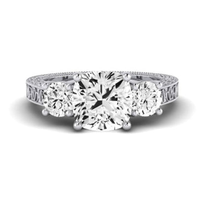 Belladonna Moissanite Matching Band Only (does Not Include Engagement Ring) For Ring With Cushion Center whitegold