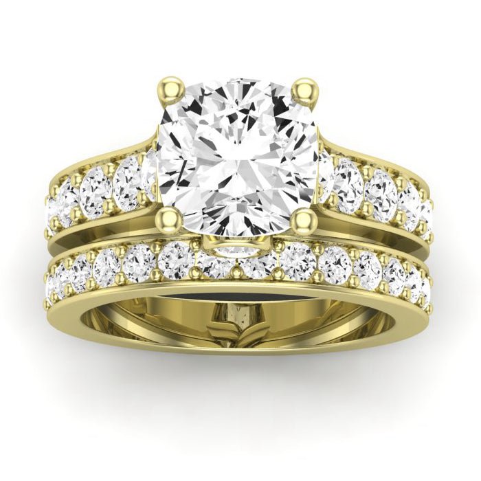 Calluna Moissanite Matching Band Only (does Not Include Engagement Ring) For Ring With Cushion Center yellowgold