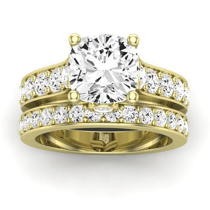 Calluna Moissanite Matching Band Only (does Not Include Engagement Ring) For Ring With Cushion Center yellowgold
