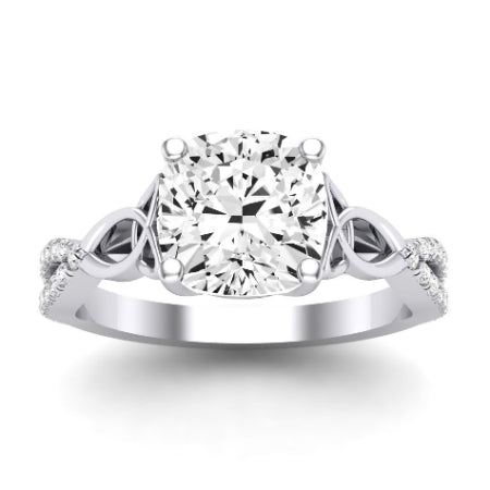 Pavonia Moissanite Matching Band Only (does Not Include Engagement Ring)  For Ring With Cushion Center whitegold