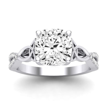 Pavonia Moissanite Matching Band Only (does Not Include Engagement Ring)  For Ring With Cushion Center whitegold