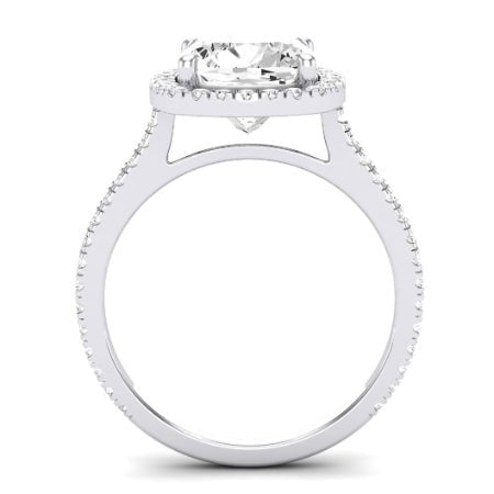 Columbine Moissanite Matching Band Only (does Not Include Engagement Ring) For Ring With Cushion Center whitegold