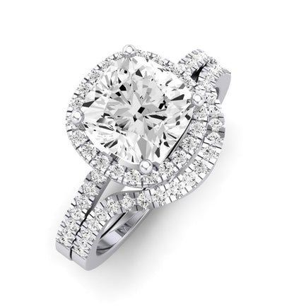 Bergenia Moissanite Matching Band Only (does Not Include Engagement Ring ) For Ring With Cushion Center whitegold
