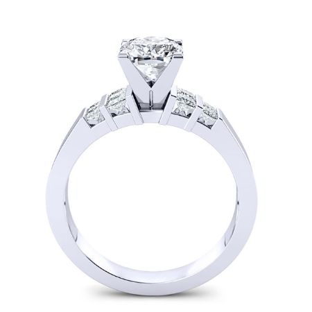 Carnation Moissanite Matching Band Only (engagement Ring Not Included) For Ring With Cushion Center whitegold