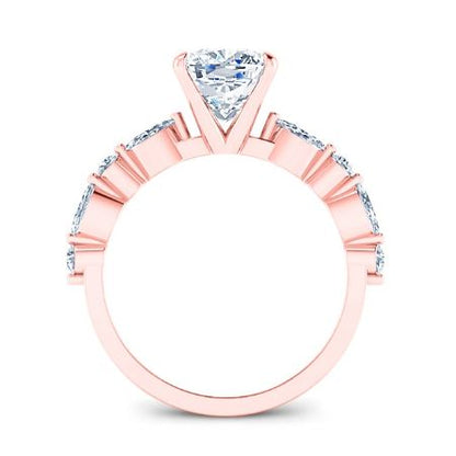 Redbud Moissanite Matching Band Only (engagement Ring Not Included) For Ring With Cushion Center rosegold