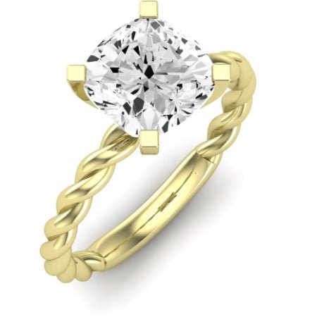 Balsam Moissanite Matching Band Only (does Not Include Engagement Ring) For Ring With Cushion Center yellowgold