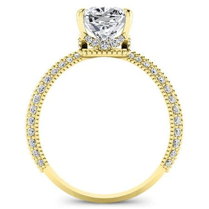 Oxalis Moissanite Matching Band Only (engagement Ring Not Included) For Ring With Cushion Center yellowgold