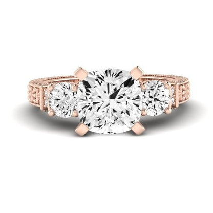Angelonia Moissanite Matching Band Only (does Not Include Engagement Ring) For Ring With Cushion Center rosegold