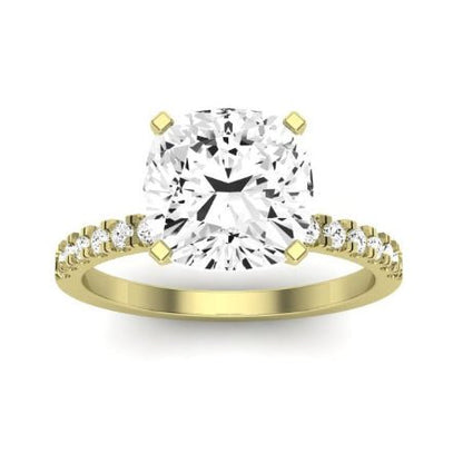 Dahlia Moissanite Matching Band Only (engagement Ring Not Included) For Ring With Cushion Center yellowgold