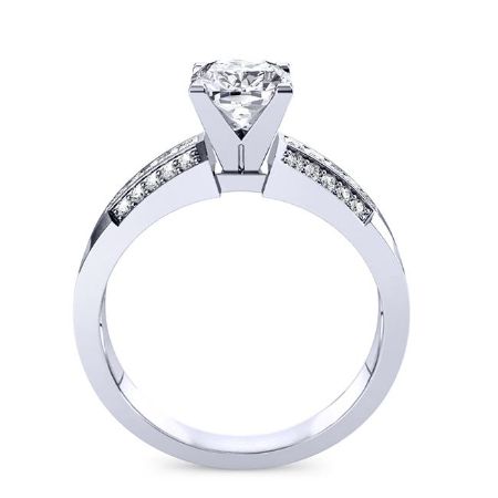 Crocus Moissanite Matching Band Only (engagement Ring Not Included) For Ring With Cushion Center whitegold