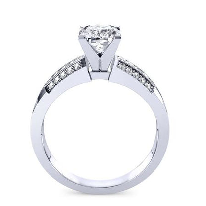 Crocus Moissanite Matching Band Only (engagement Ring Not Included) For Ring With Cushion Center whitegold