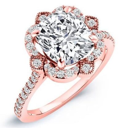 Rockrose Moissanite Matching Band Only (engagement Ring Not Included) For Ring With Cushion Center rosegold